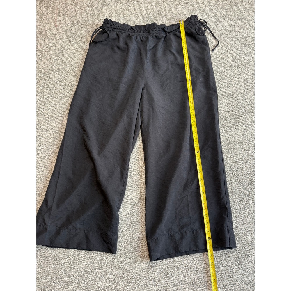 A New Day Black Wide Leg Cropped Pants Elastic Paperbag Waist XL VN1247024 - Picture 5 of 7